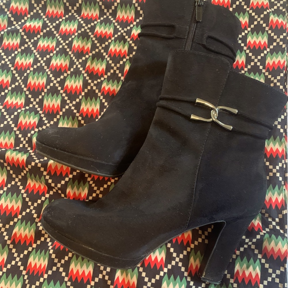 Suede ankle boots — great for office party or girls night out !!